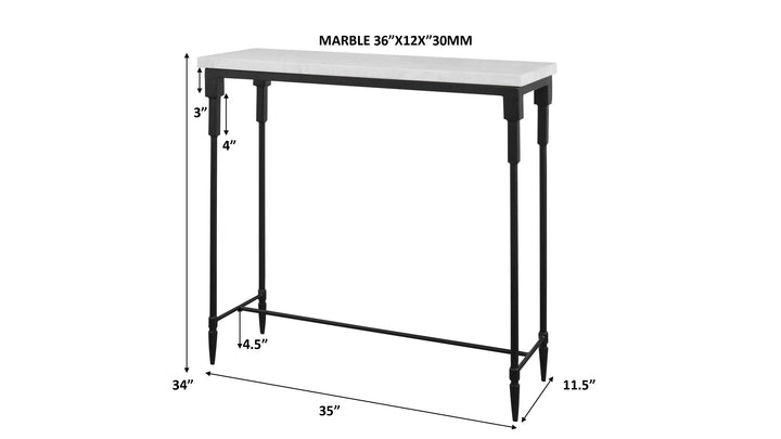 Uttermost Bourges White Marble Console Table