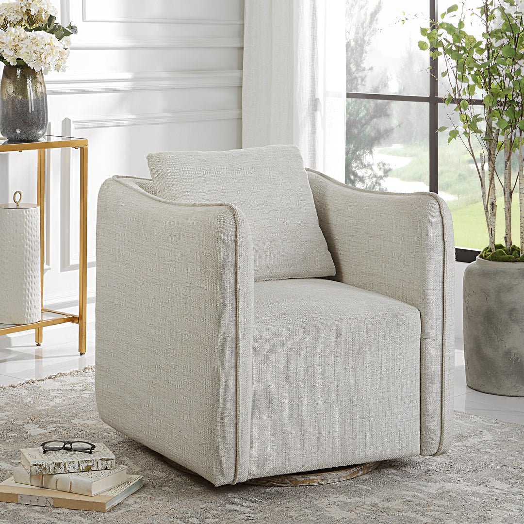 Uttermost Corben White Swivel Armchair