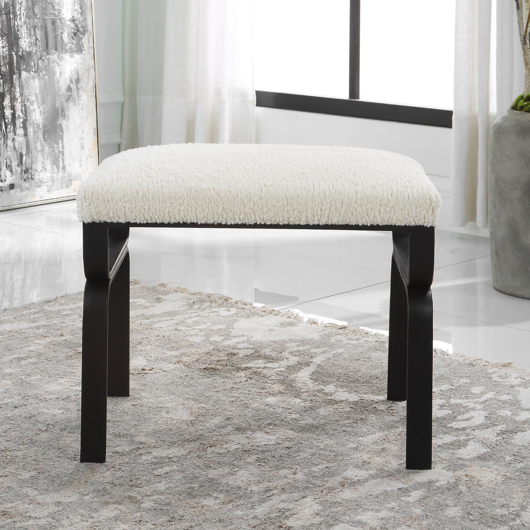 Uttermost Diverge White Shearling Small Bench