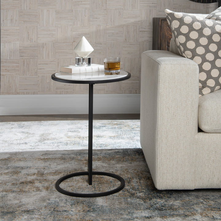 Uttermost Twofold White Marble Accent Table