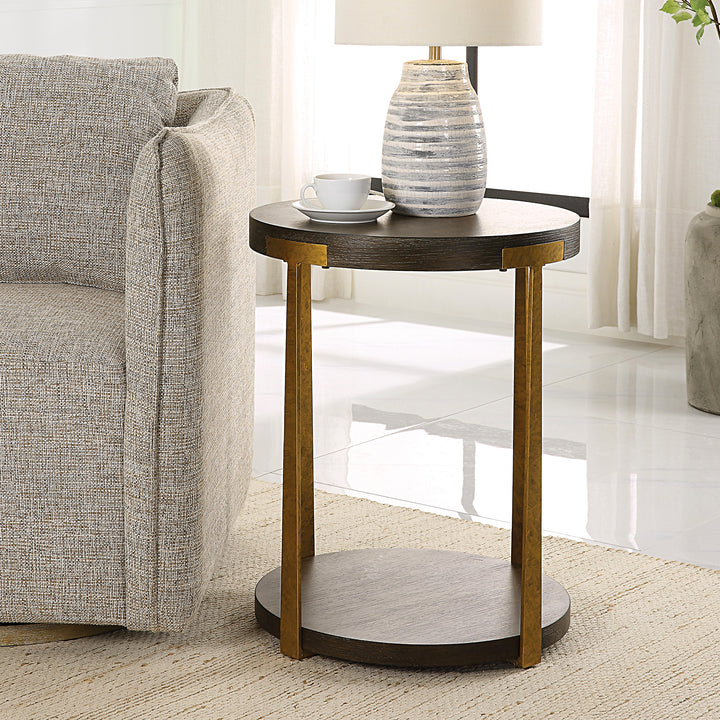 Uttermost Palisade Round Wood Side Table