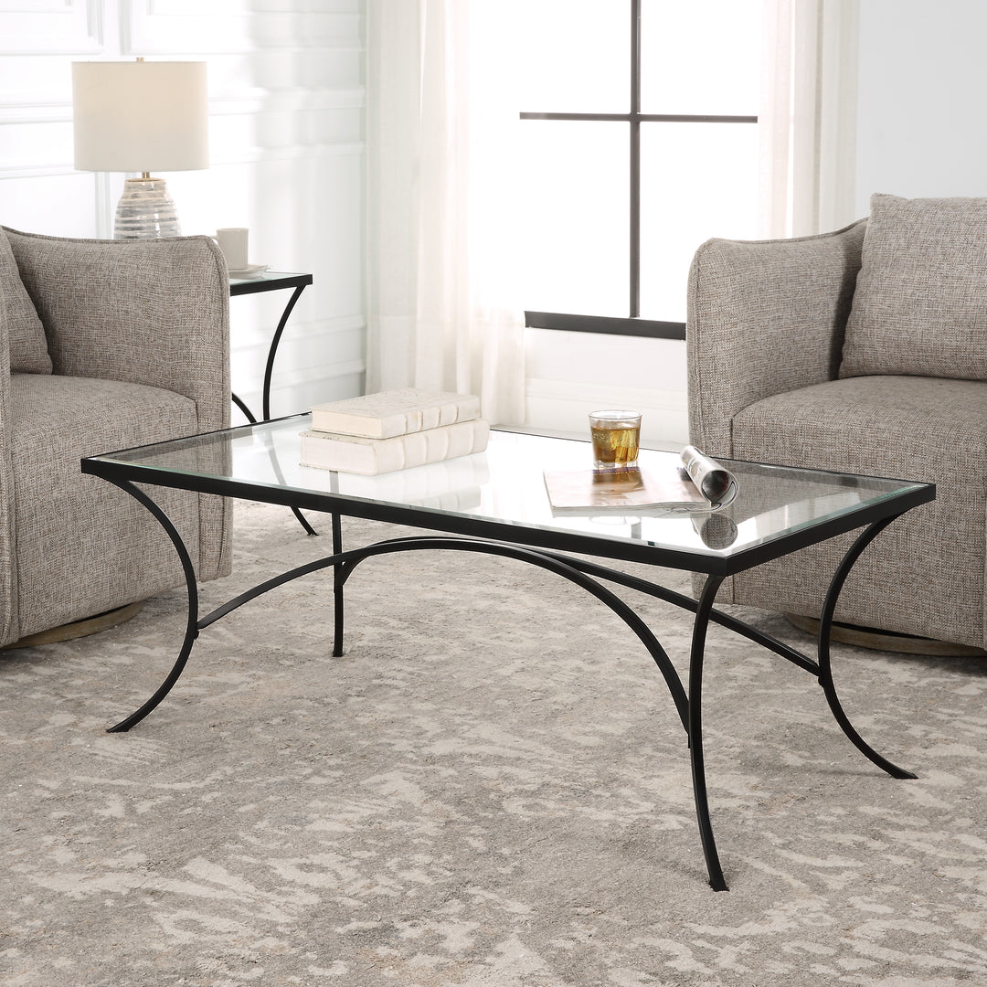 Uttermost Alayna Black Metal & Glass Coffee Table