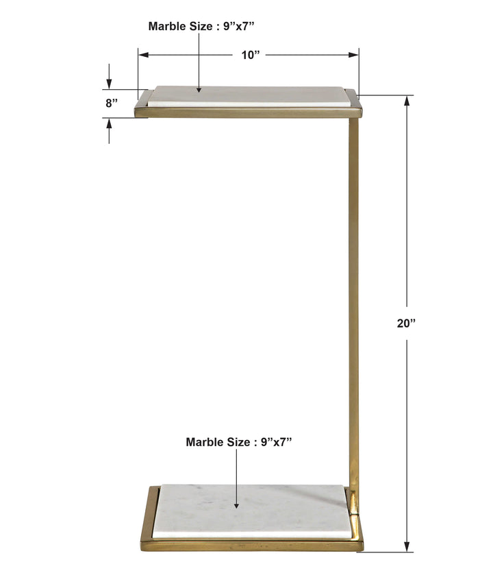 Uttermost Elevate White Marble Drink Table