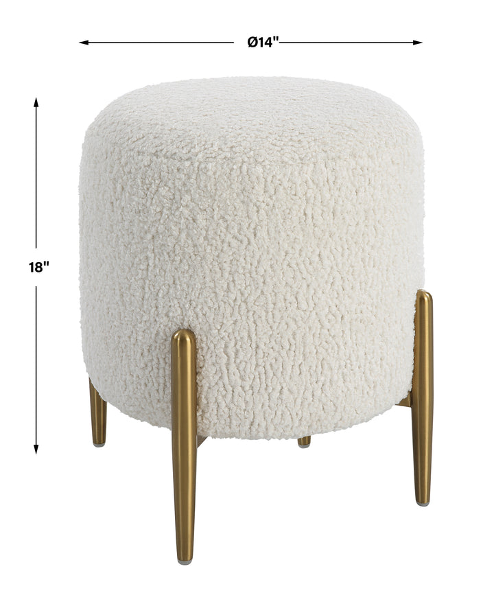 Uttermost Arles White Shearling Brass Ottoman