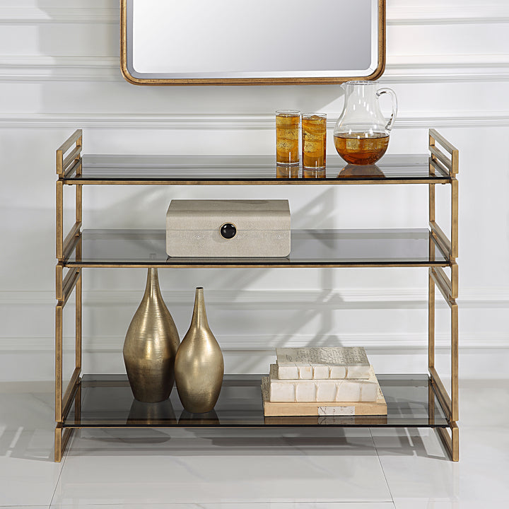 Uttermost Stacked Up Gray Glass Console Table