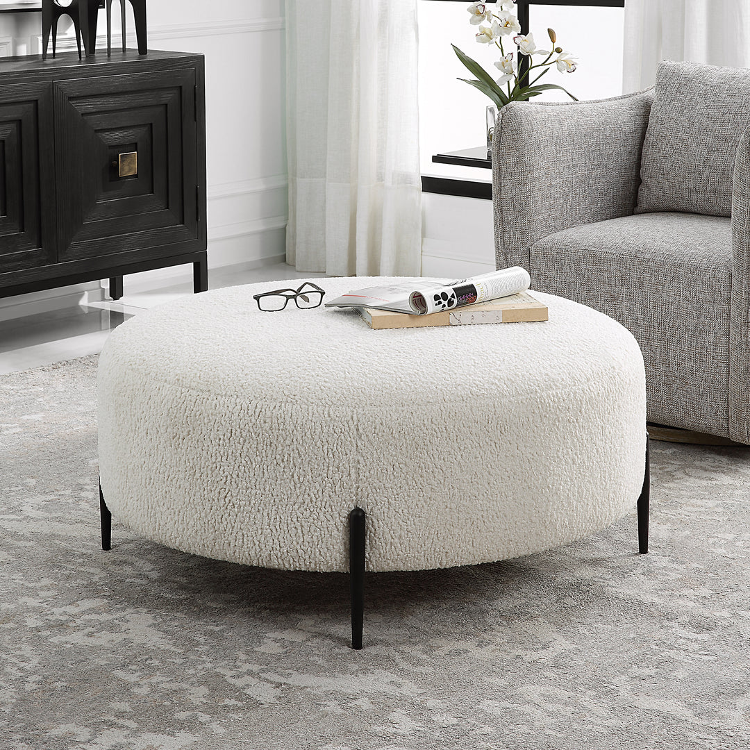 Uttermost Arles Large Plush White Ottoman