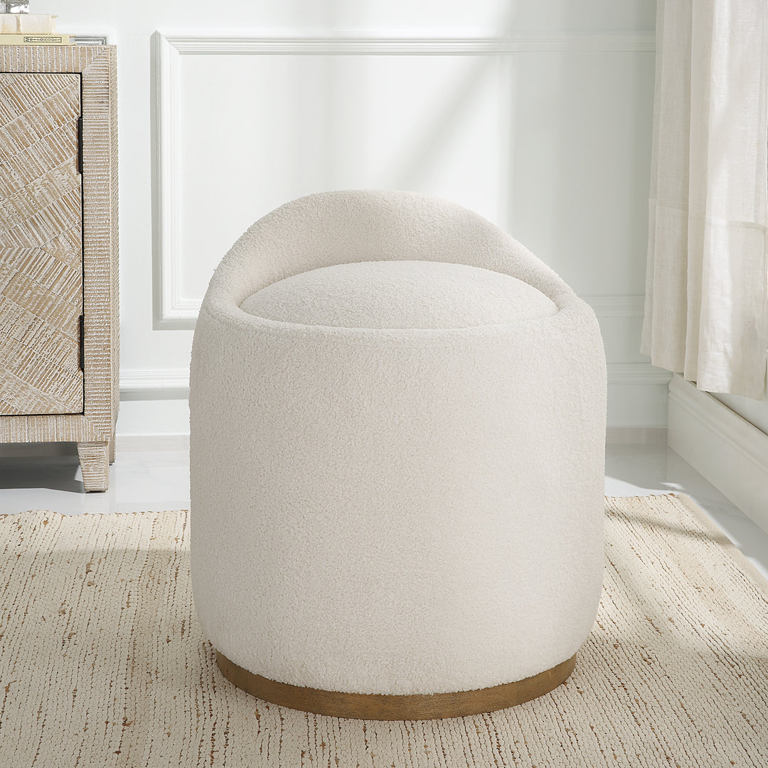 Uttermost Swirl Swivel Sheepskin Ottoman