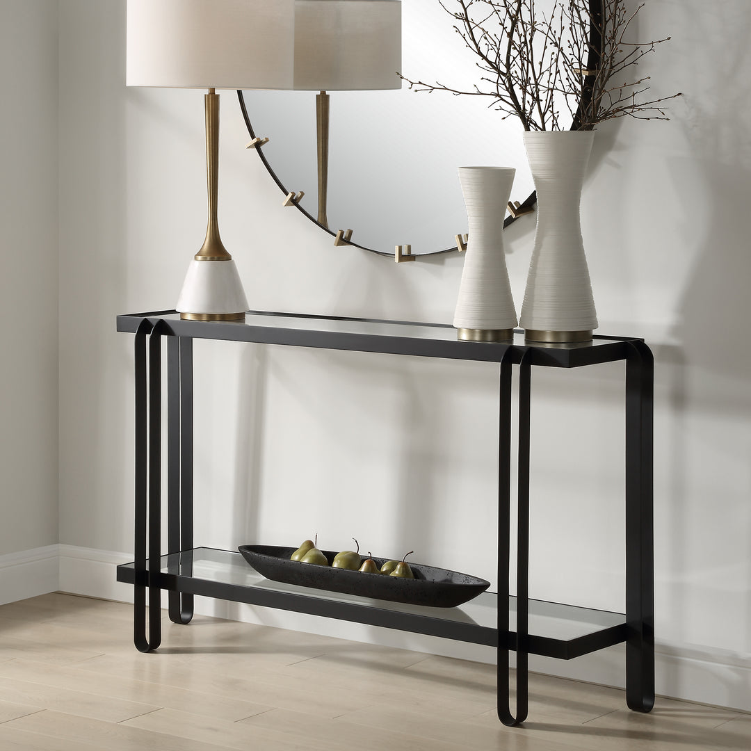 Uttermost Shadow Black Iron Console Table