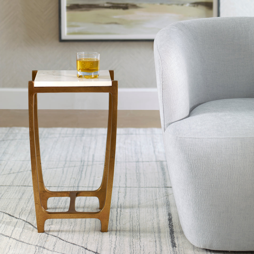 Uttermost Affinity White Marble Accent Table