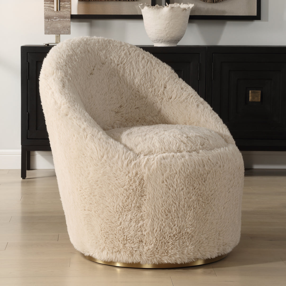 Uttermost Crue Sheepskin Swivel Chair