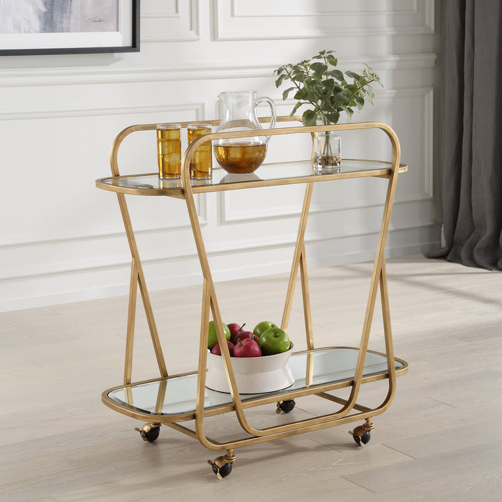 Uttermost Swain Brass Serving Cart