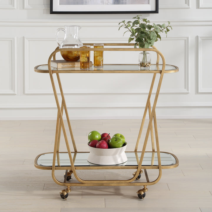 Uttermost Swain Brass Serving Cart