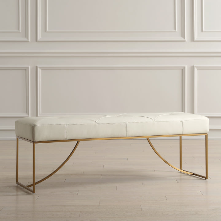 Uttermost Swale Ivory Leather Bench