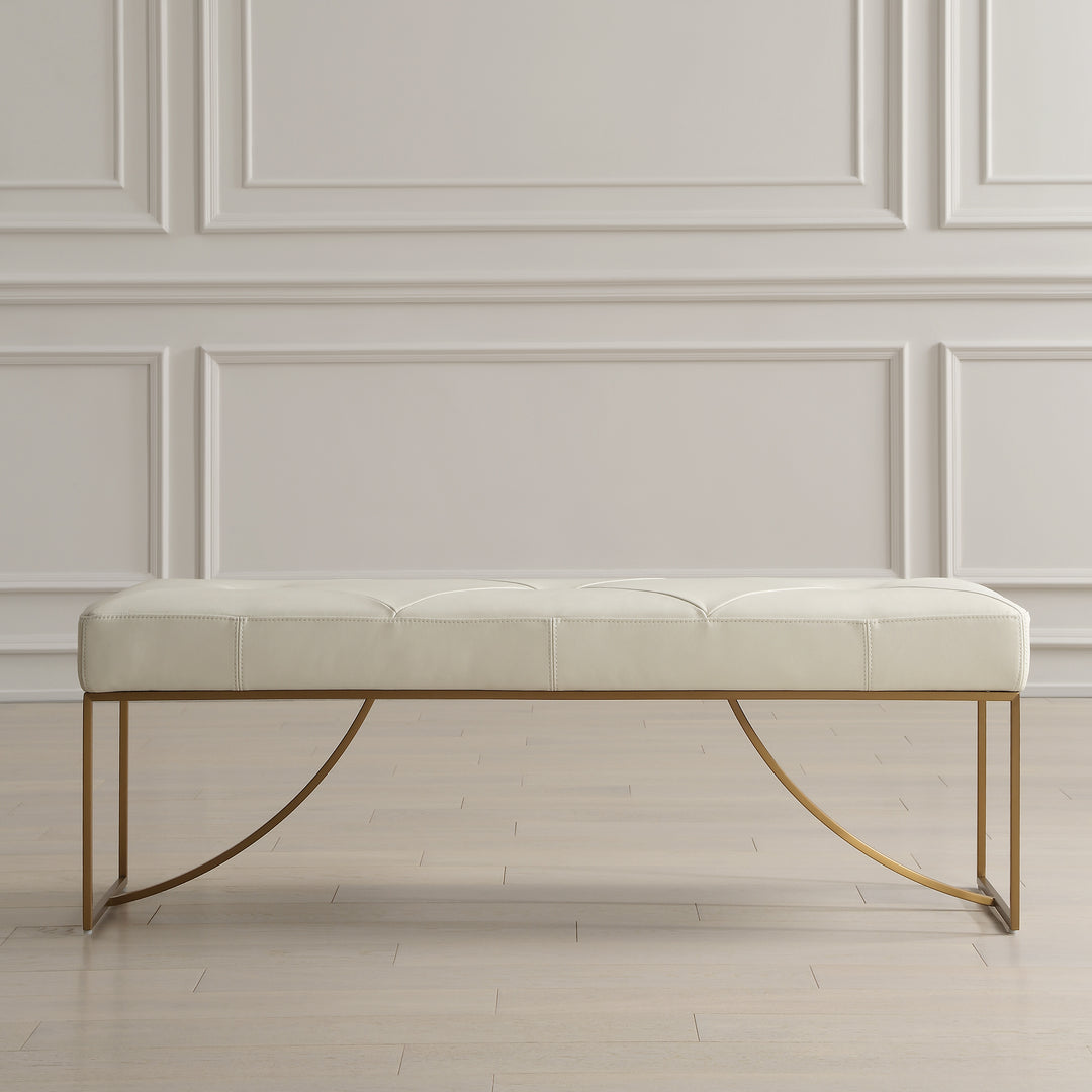 Uttermost Swale Ivory Leather Bench