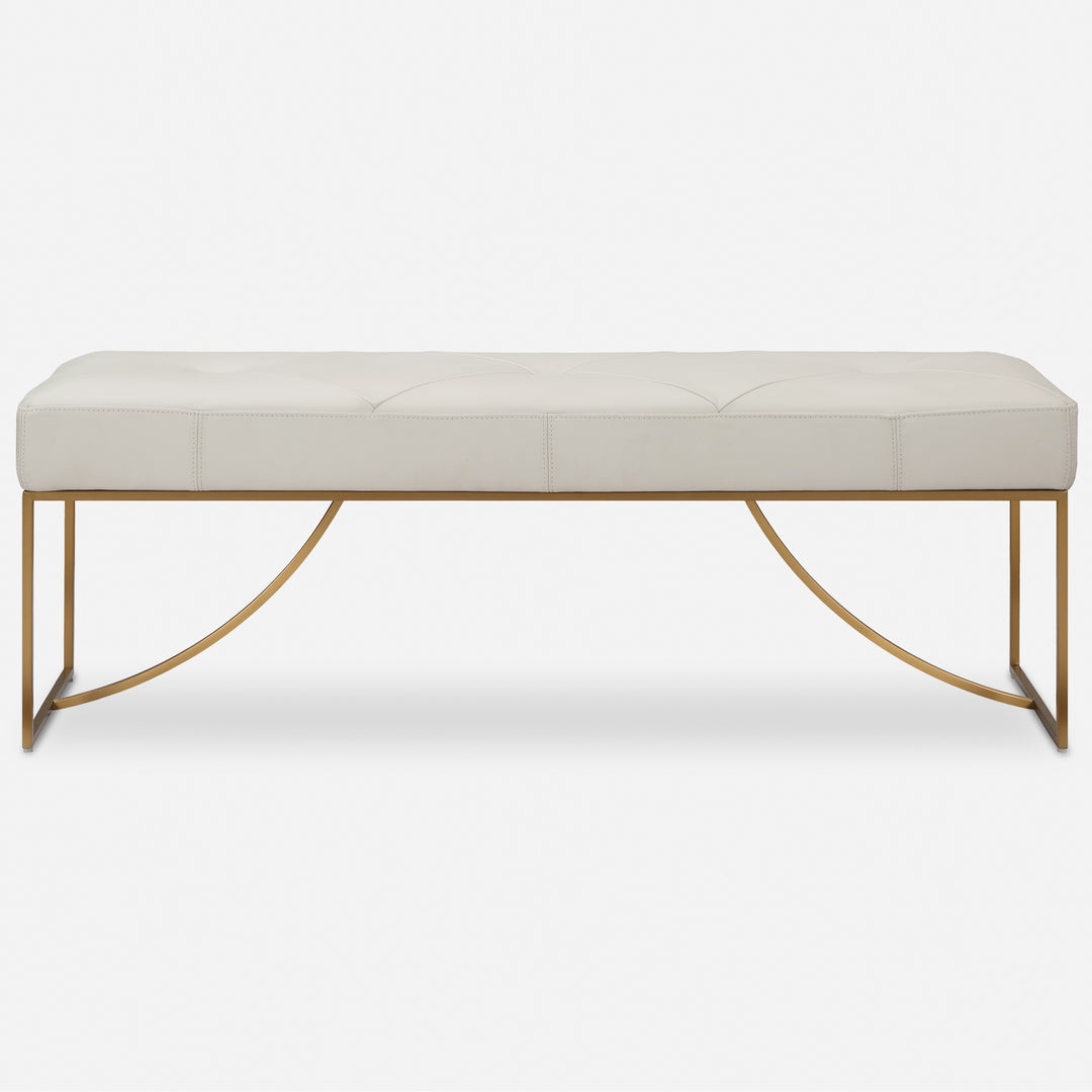 Uttermost Swale Ivory Leather Bench