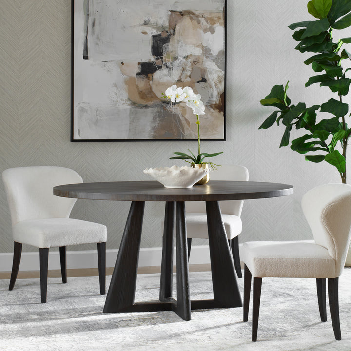 Uttermost Pulsar Round Gray Walnut Dining Table