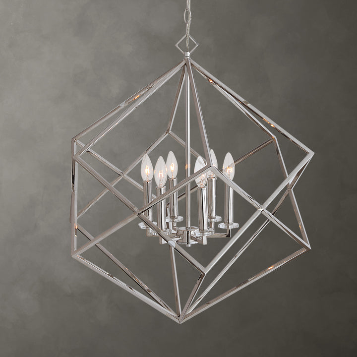 Uttermost Euclid 6 Light Nickel Cube Pendant