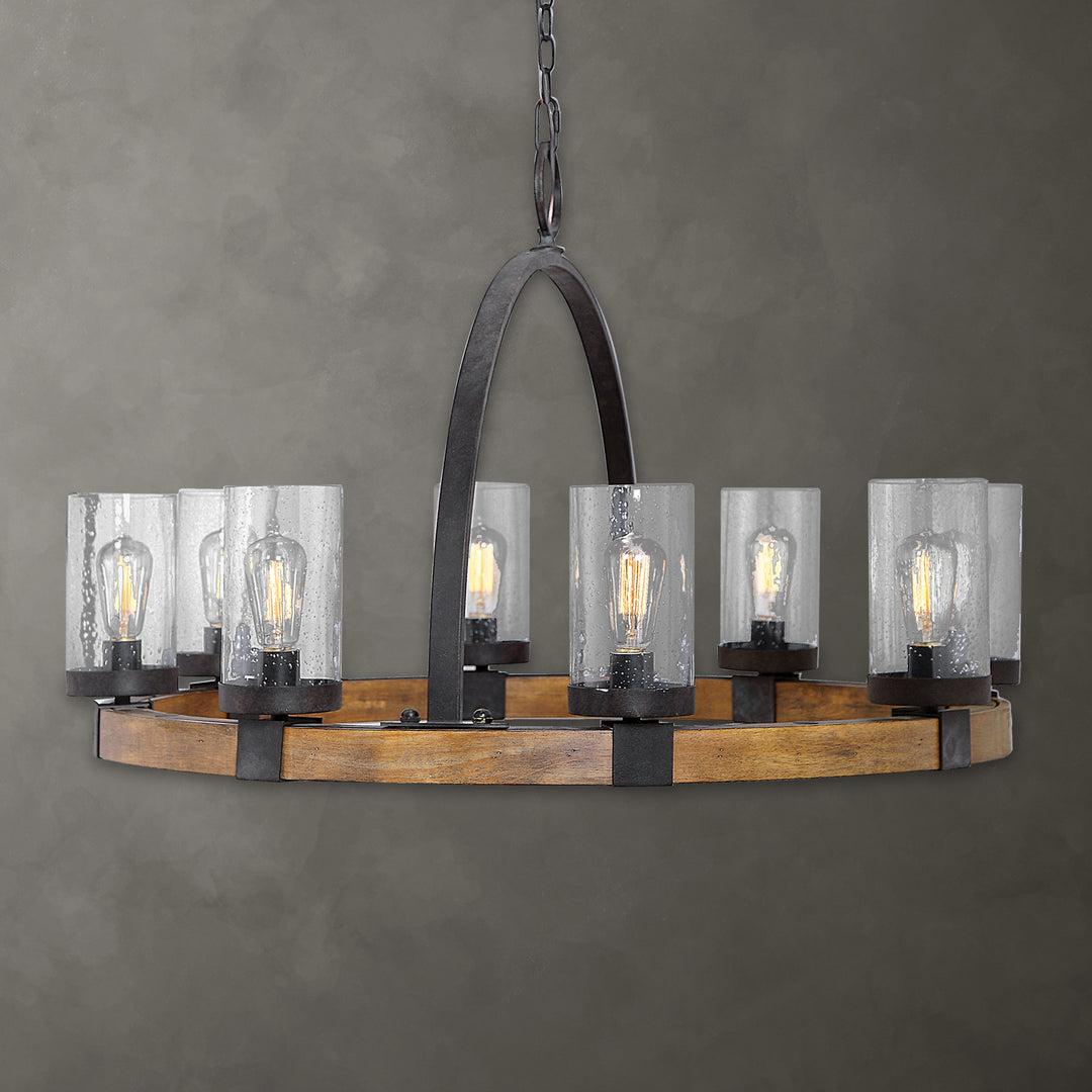 Uttermost Atwood 8 Light Wagon Wheel Pendant