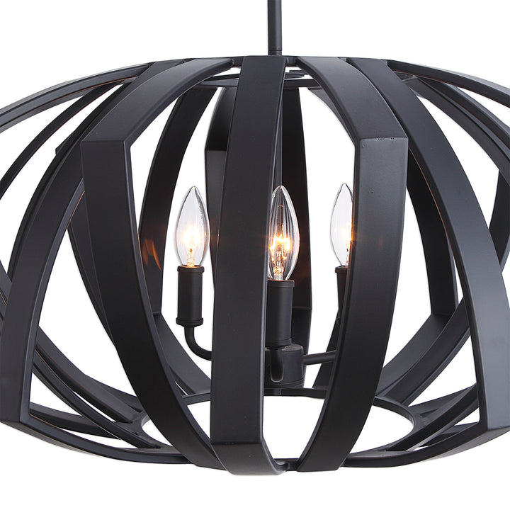 Uttermost Thales Black Geometric 3 Light Pendant