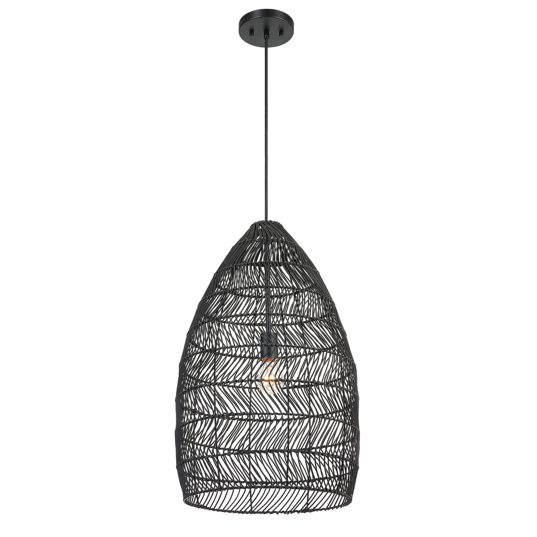 Uttermost Nandi 1 Light Woven Black Pendant