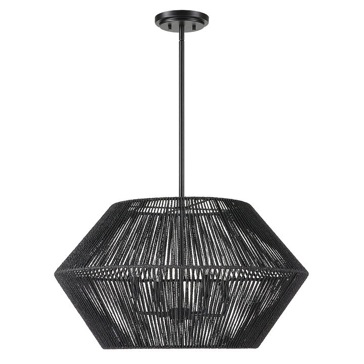 Uttermost Suva 4 Light Black Rope Pendant