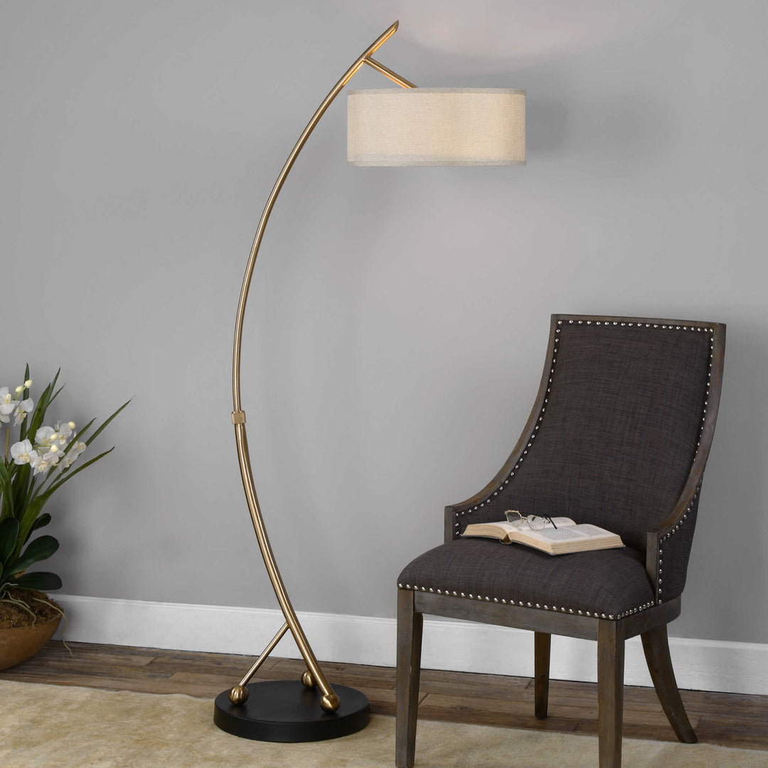 Uttermost Vardar Curved Brass Floor Lamp