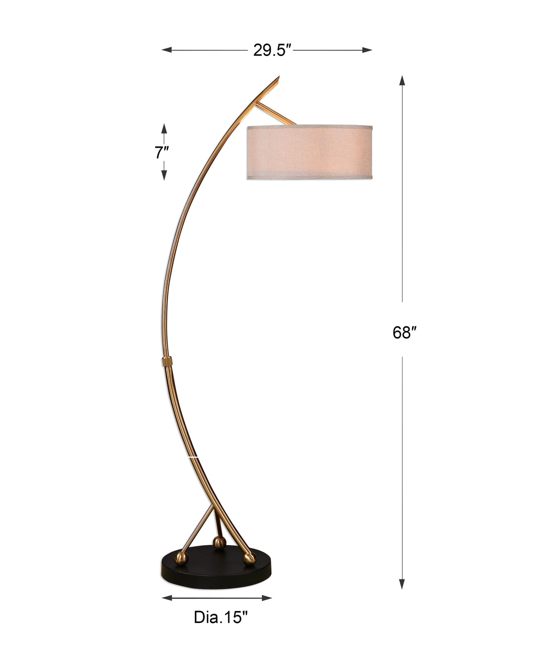 Uttermost Vardar Curved Brass Floor Lamp