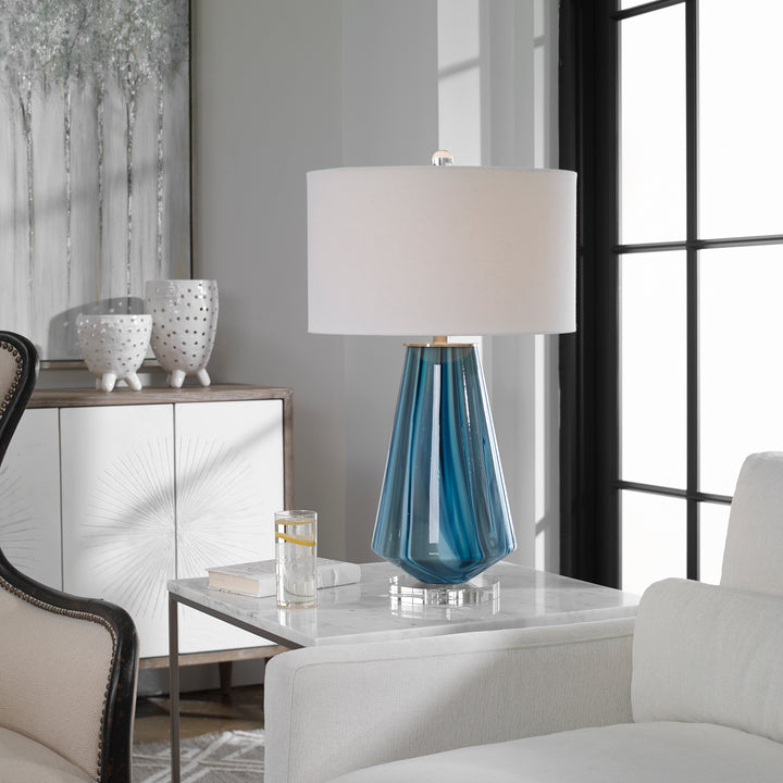 Uttermost Pescara Teal-Gray Glass Lamp