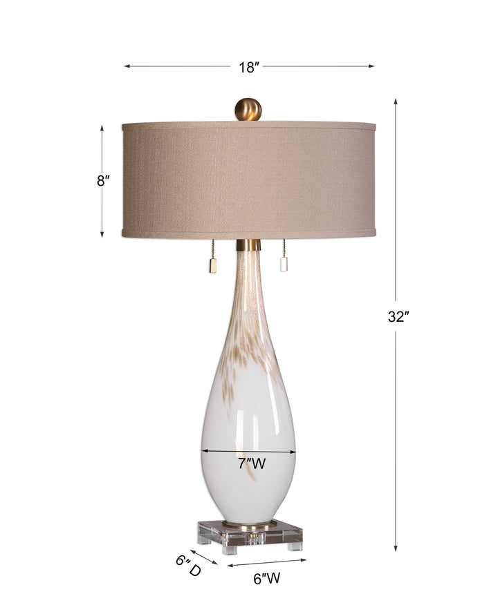 Uttermost Cardoni White Glass Table Lamp