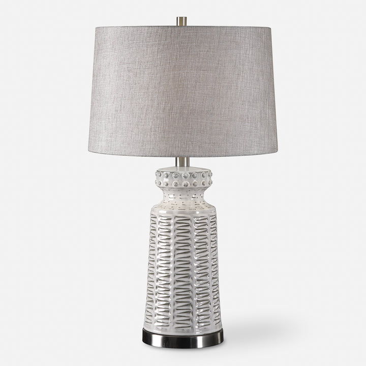 Uttermost Kansa Distressed White Table Lamp