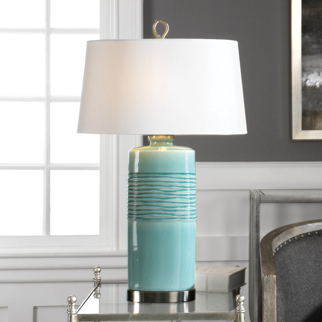 Uttermost Rila Distressed Teal Table Lamp