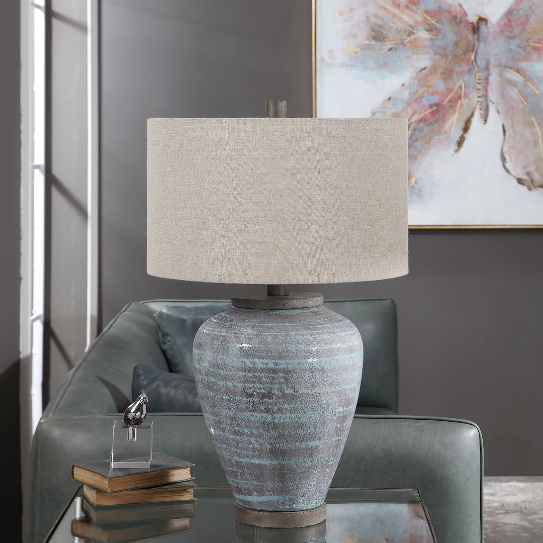 Uttermost Pelia Light Aqua Table Lamp