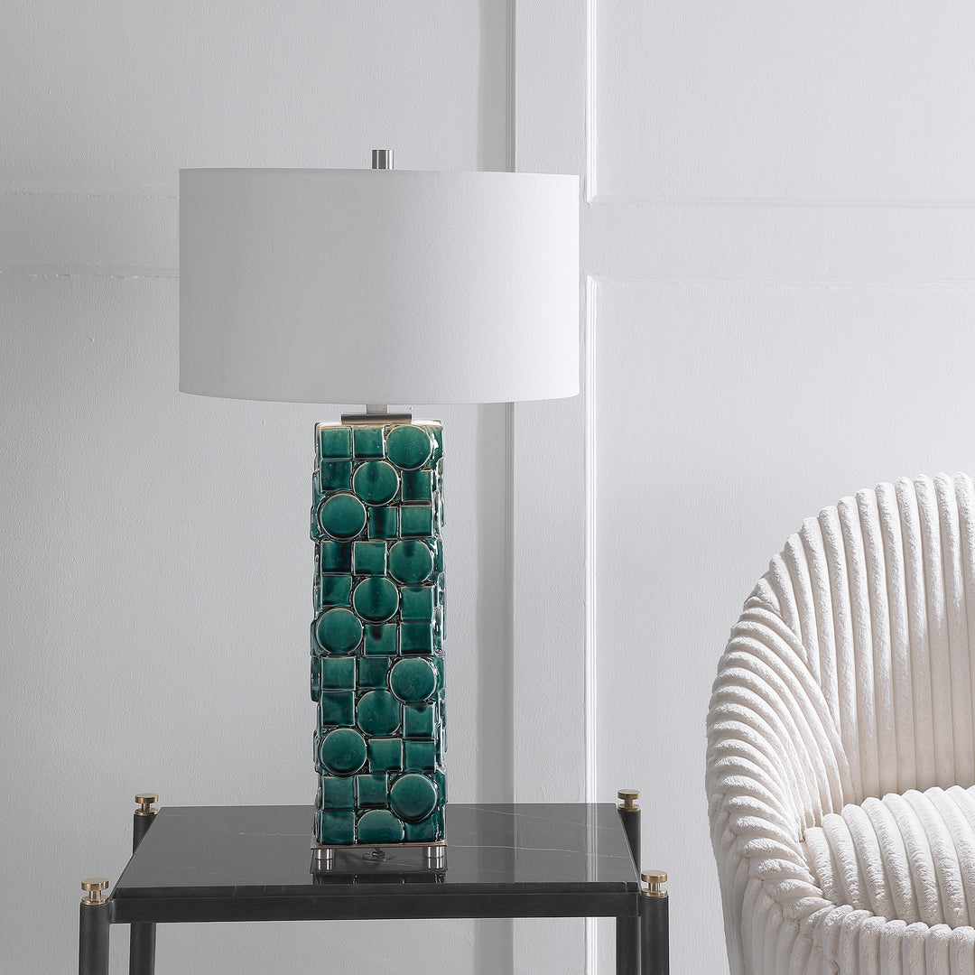 Uttermost Geometry Green Table Lamp