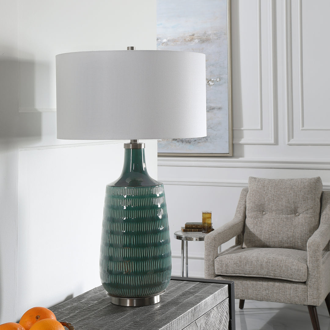 Uttermost Scouts Deep Green Table Lamp