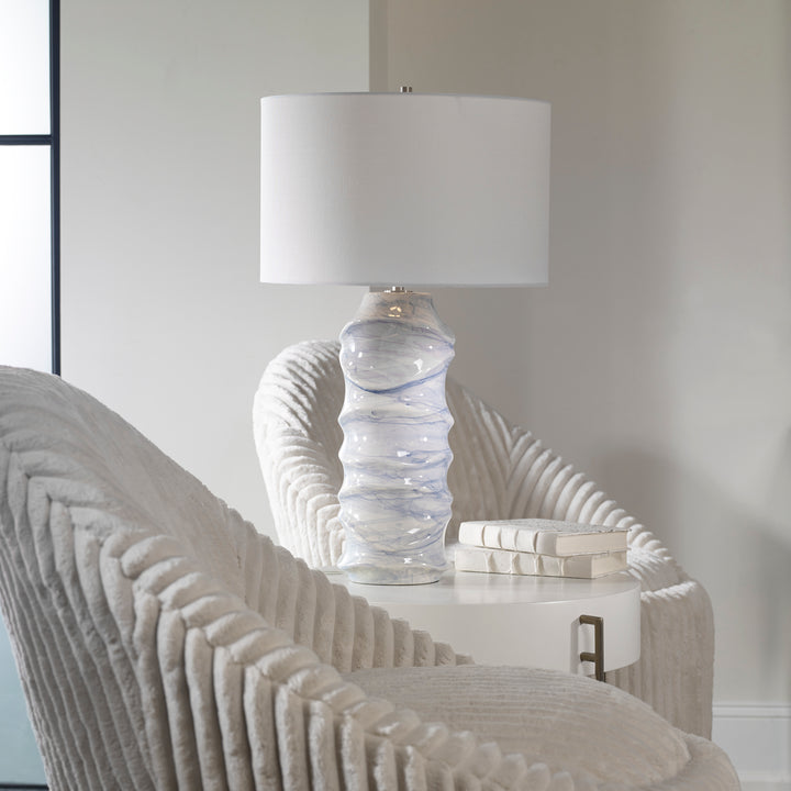 Uttermost Waves Blue & White Table Lamp