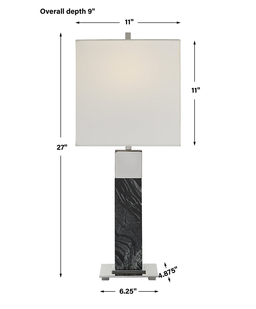 Uttermost Pilaster Black Marble Table Lamp