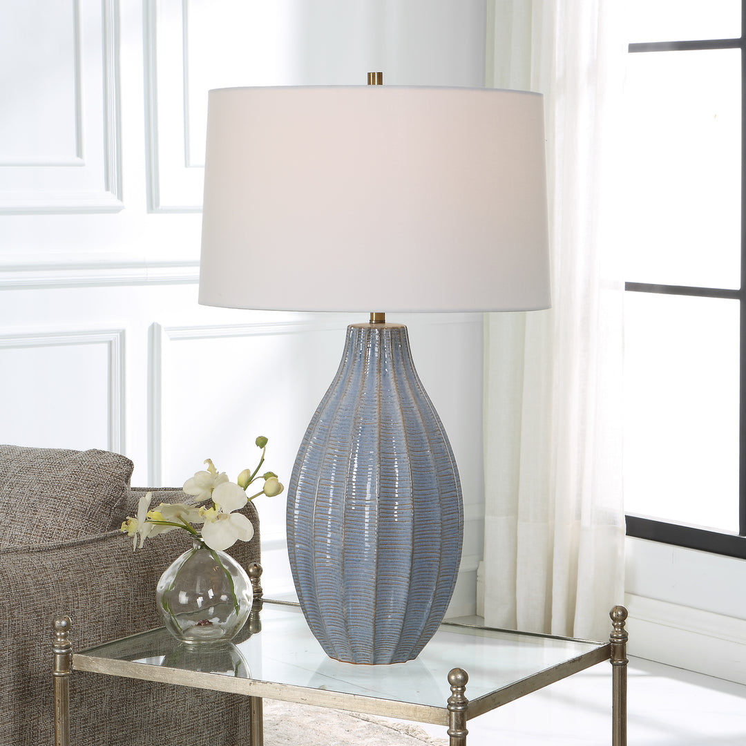 Uttermost Veston Blue Glaze Table Lamp