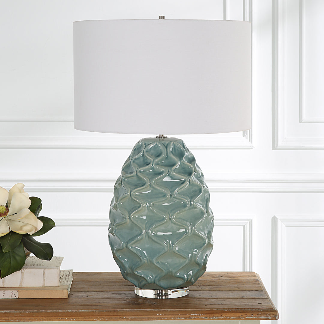 Uttermost Laced Up Sea Foam Glass Table Lamp