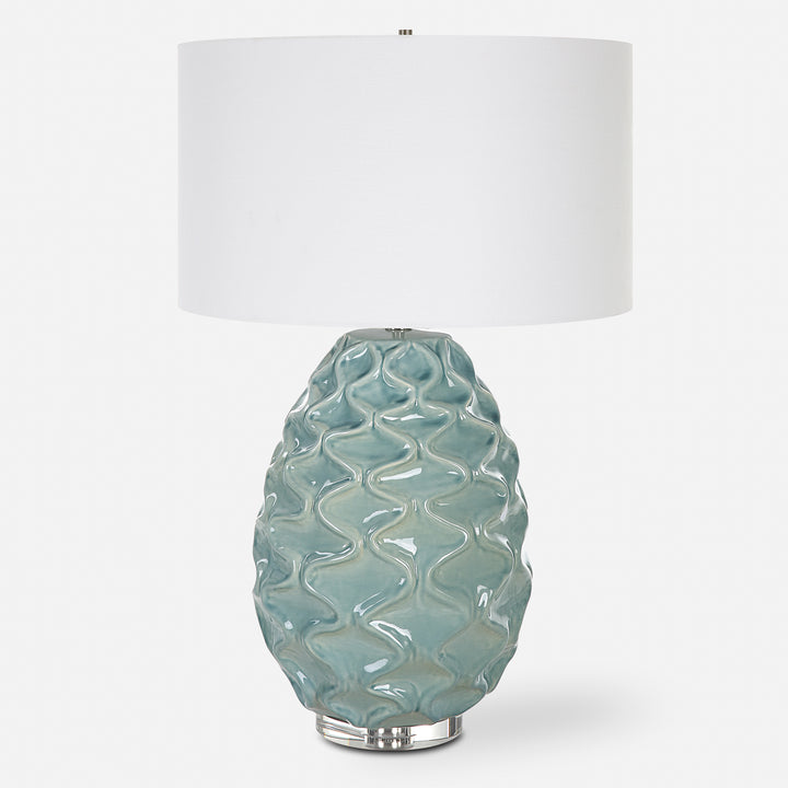 Uttermost Laced Up Sea Foam Glass Table Lamp