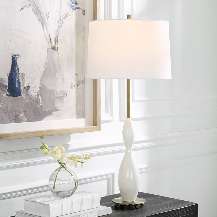 Uttermost Annora Glossy White Table Lamp