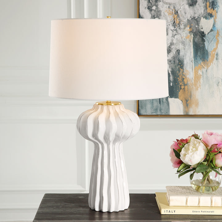 Uttermost Wrenley Ridged White Table Lamp