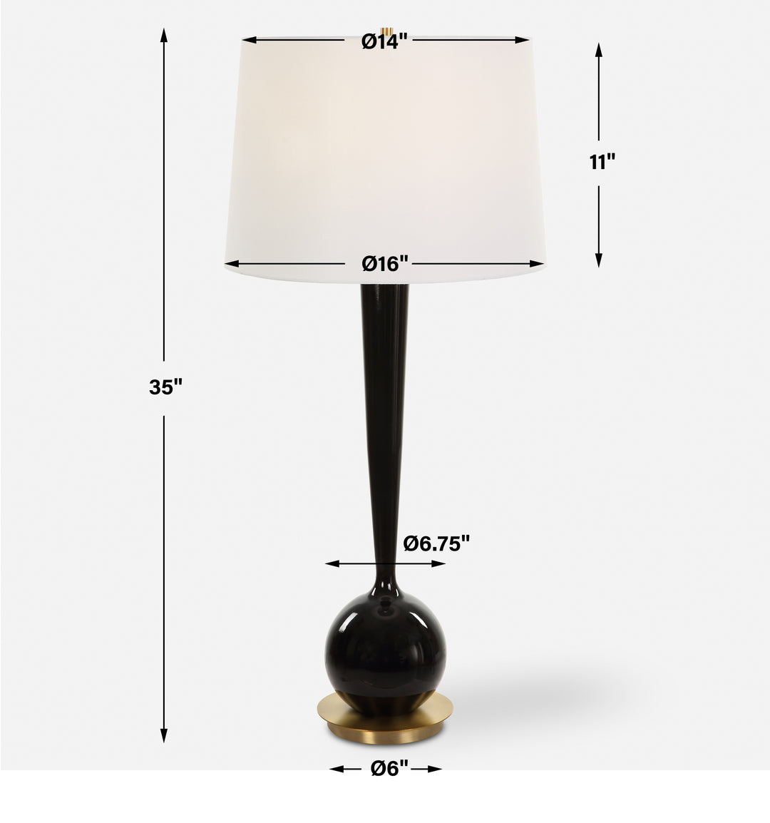 Uttermost Brielle Polished Black Table Lamp