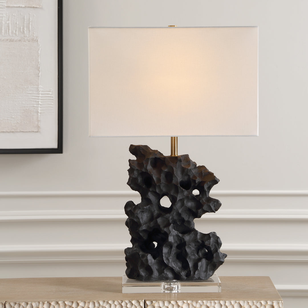 Uttermost Basalt Black Stone Table Lamp