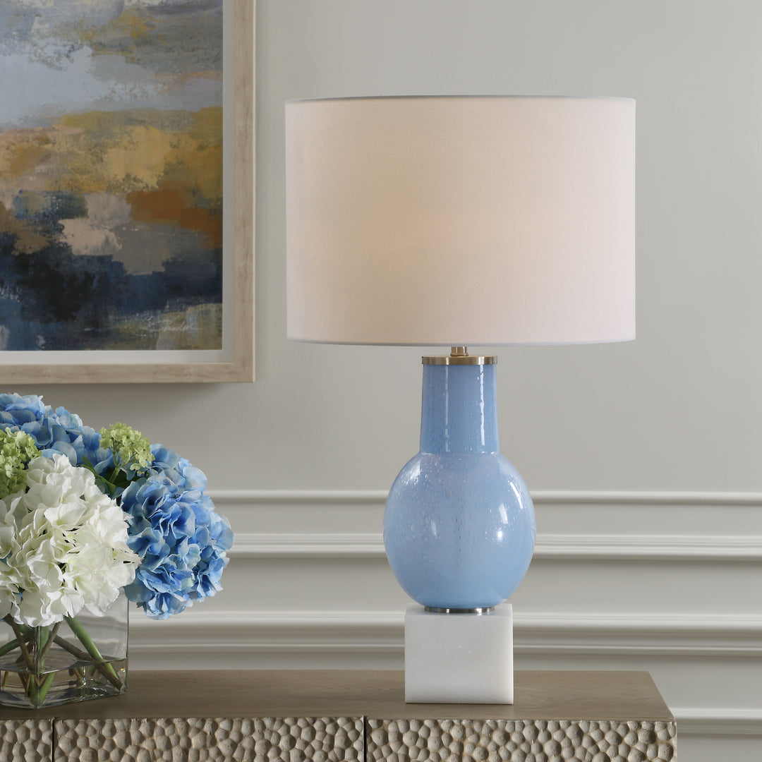 Uttermost Clear Sky Blue Glass Table Lamp