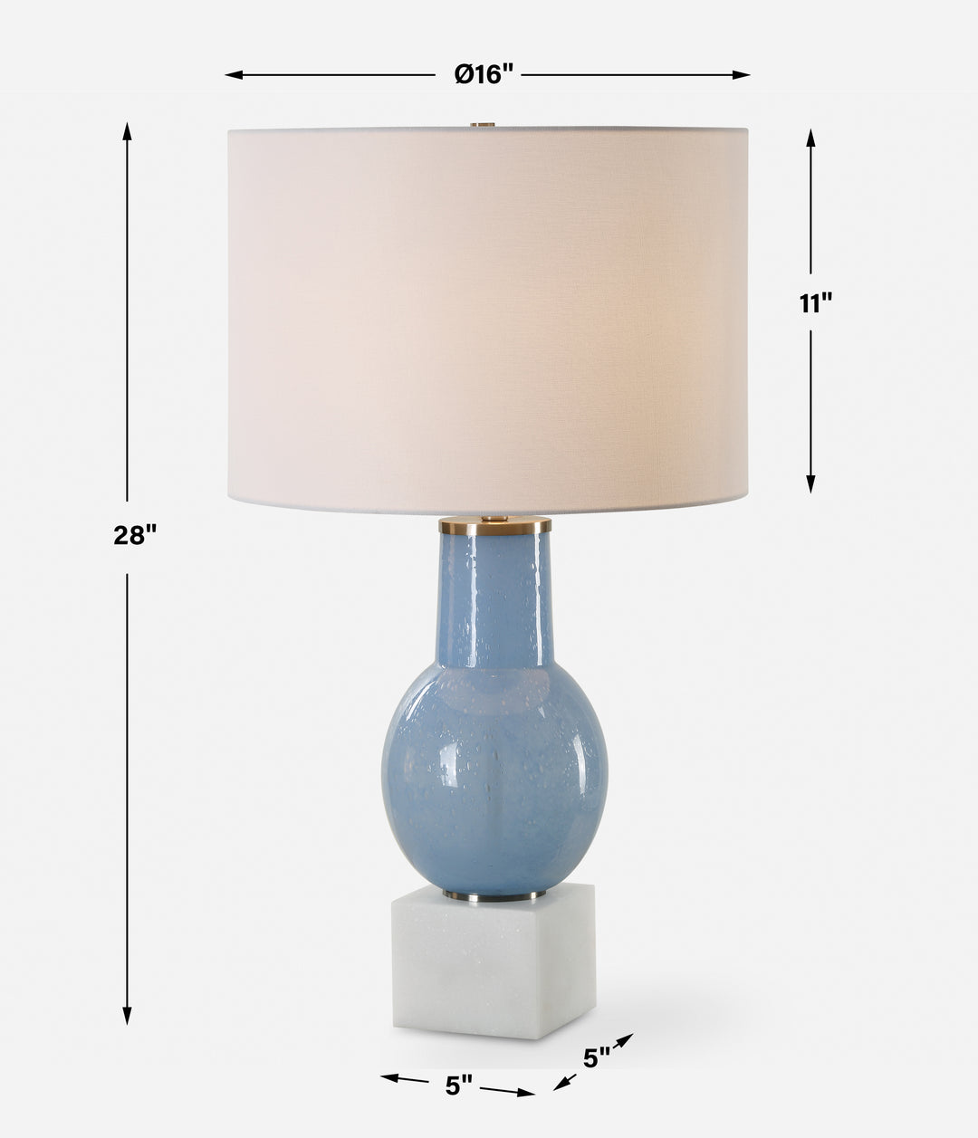 Uttermost Clear Sky Blue Glass Table Lamp