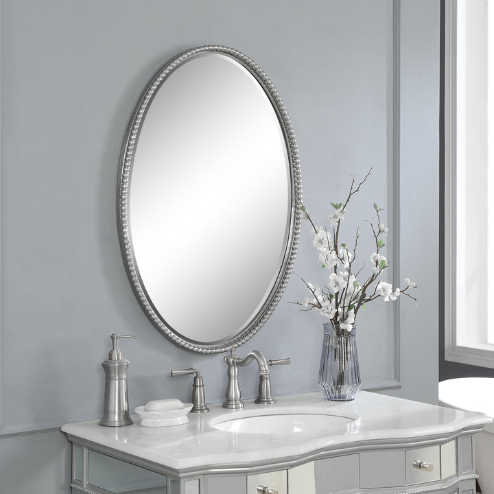 Uttermost Sherise Brushed Nickel Oval Mirror