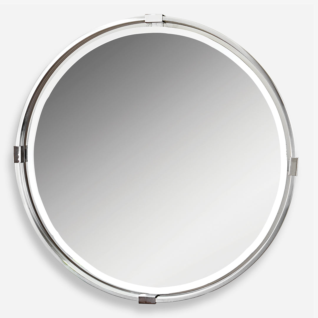 Uttermost Tazlina Brushed Nickel Round Mirror