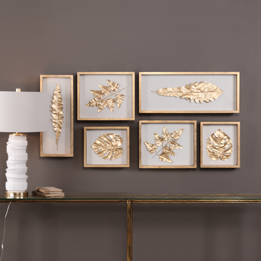 Uttermost Golden Leaves Shadow Box Set/6