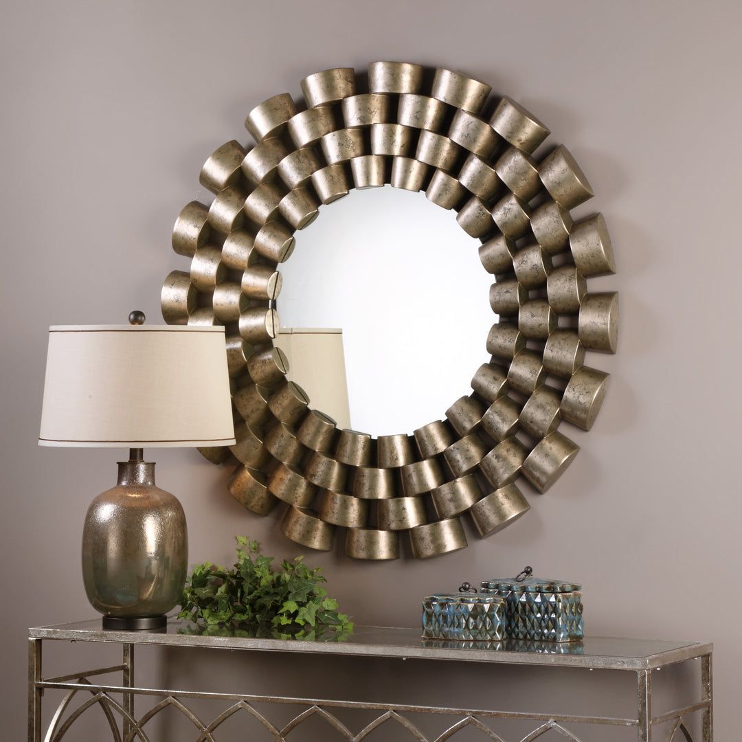 Uttermost Taurion Silver Leaf Round Mirror