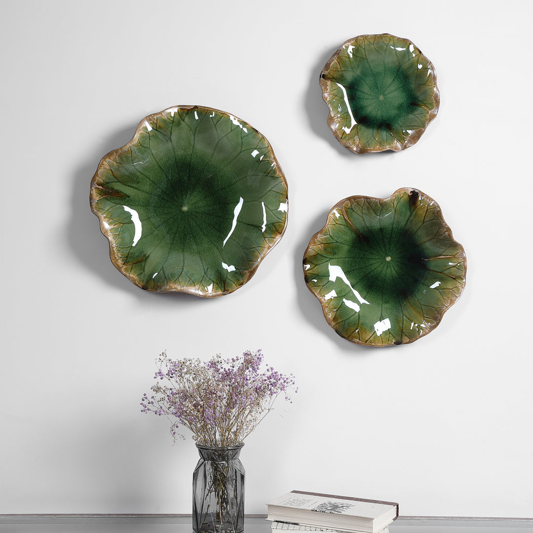 Uttermost Abella Green Ceramic Wall Decor, S/3